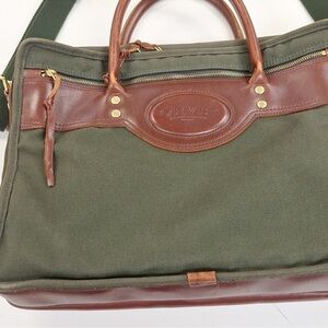 Orvis Green Canvas & Brown Leather Briefcase